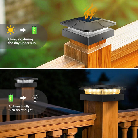 Peasur solar post-cap light is waterproof for any weather
