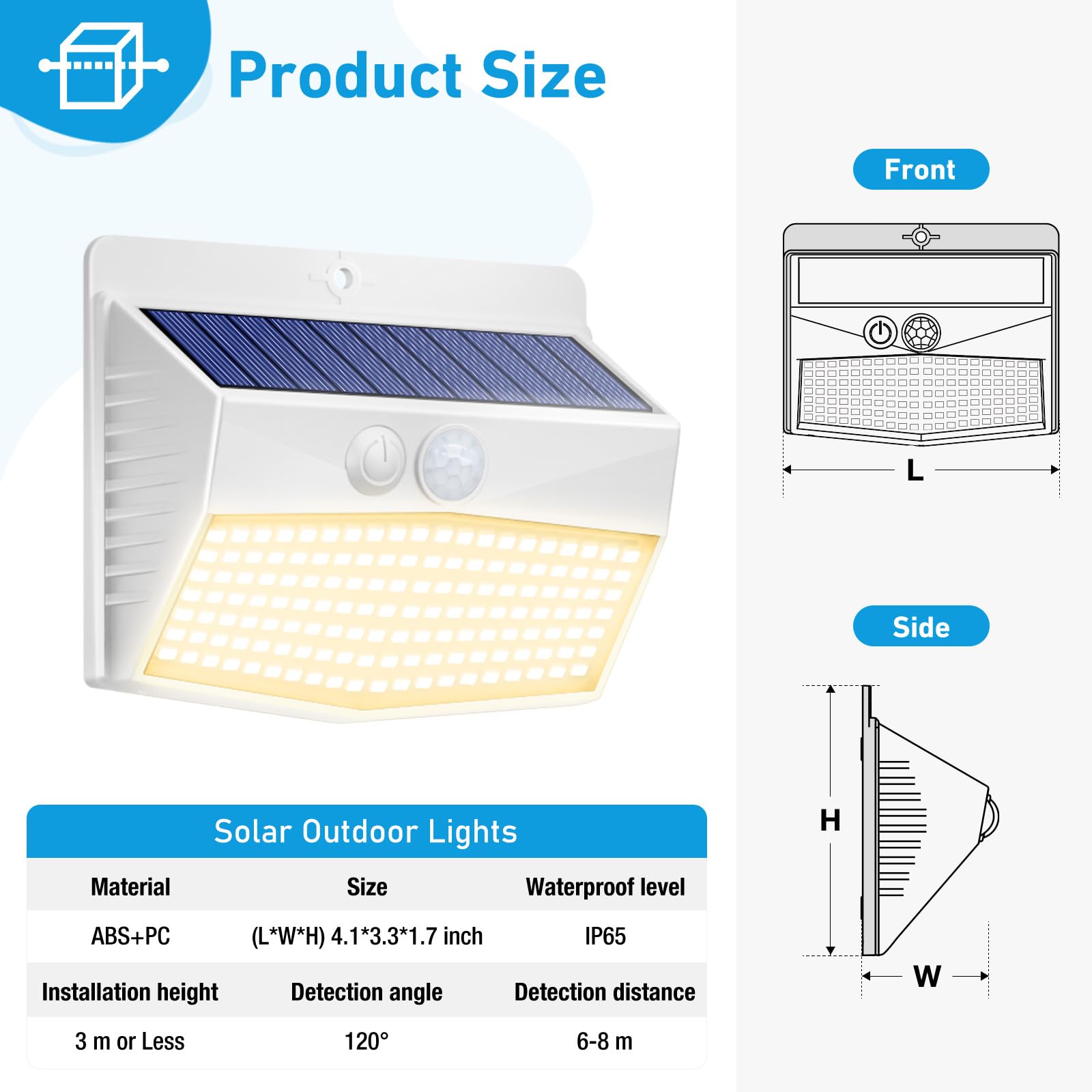 Peasur wall-mount solar light for patio and deck