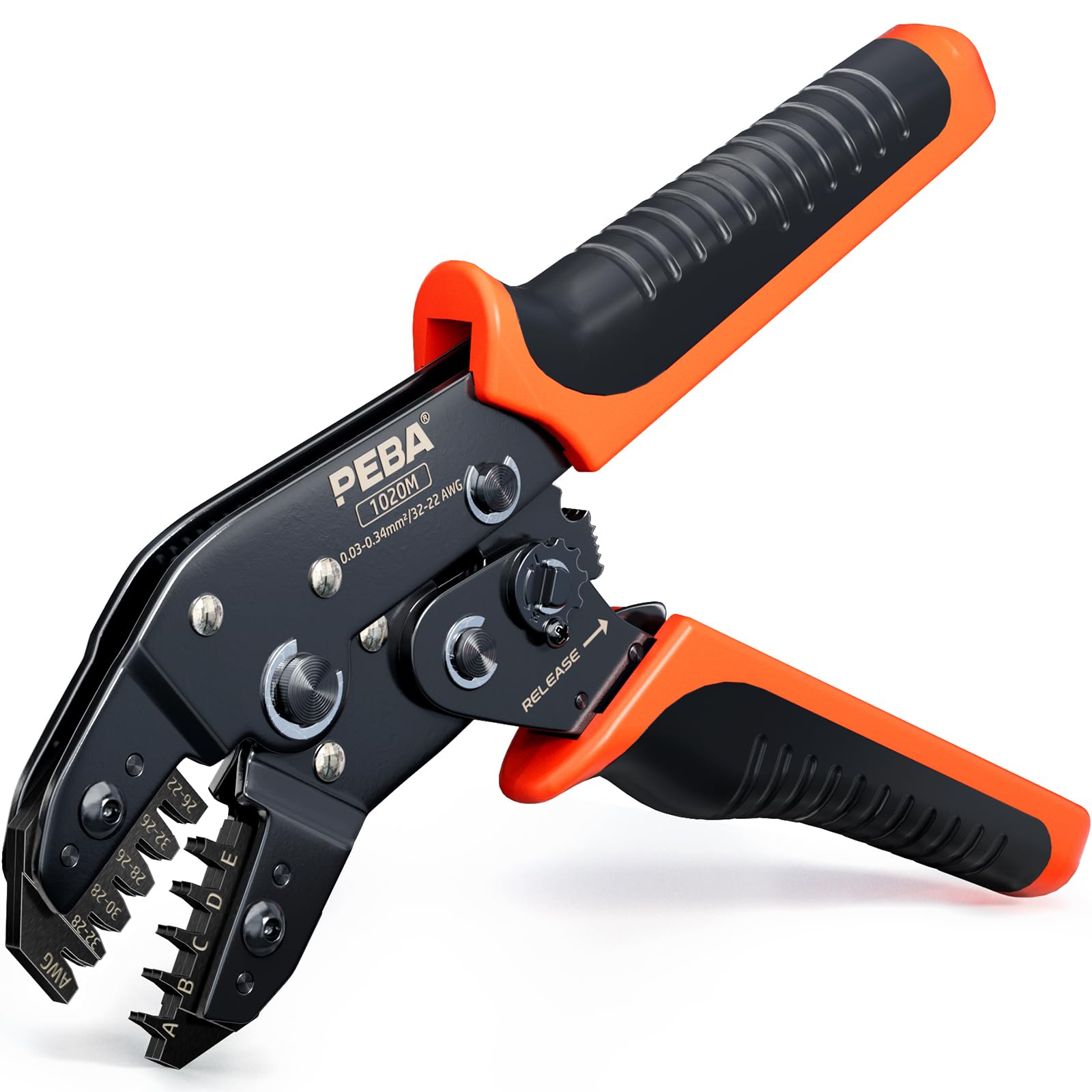 PEBA JST ratcheting crimp tool overview showing ergonomic design for micro crimps.