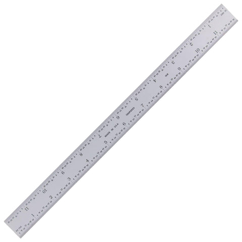 PEC Tools 12-inch rigid ruler with satin chrome finish for precise layouts