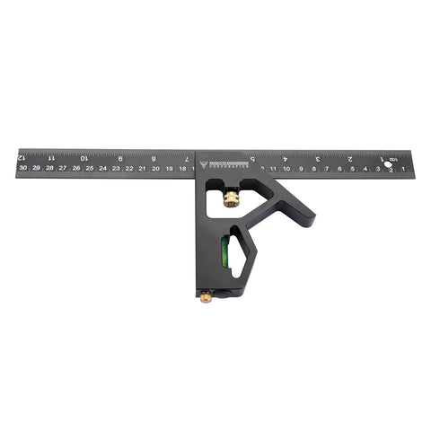 PEC Tools 2Piece 12-Inch Aluminum Combination Square set with bubble level for precise woodworking layouts.