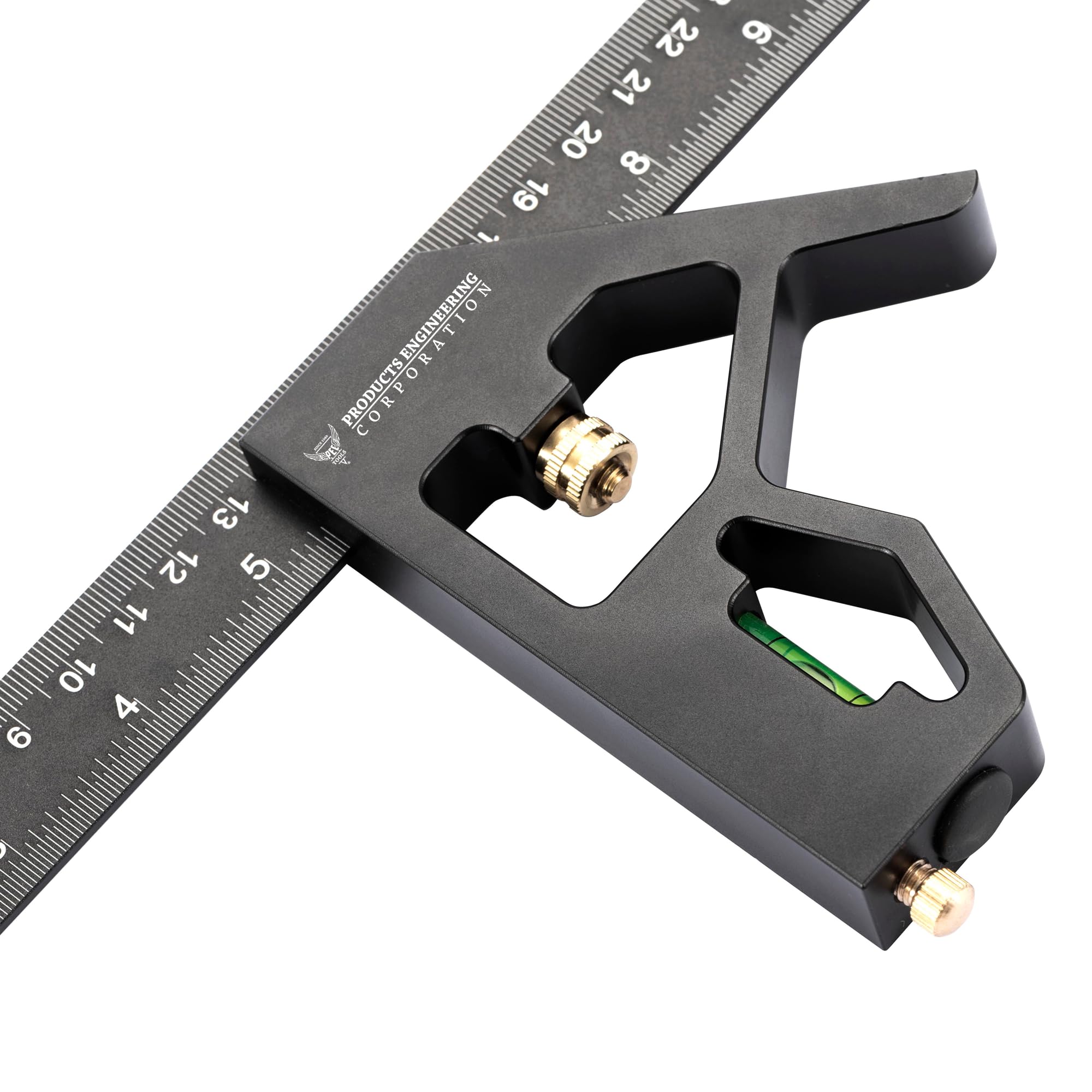 PEC Tools 2Piece 12-Inch Aluminum Combination Square set with draw pin for quick marking.