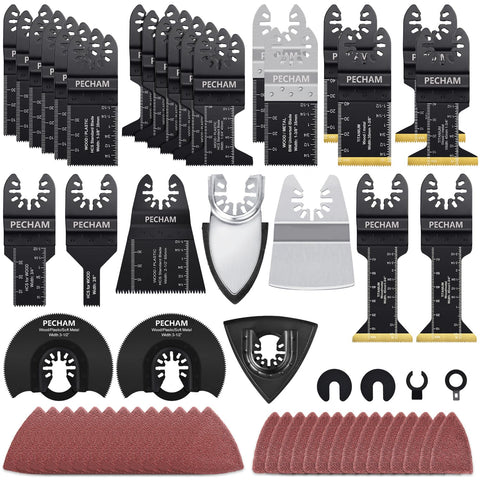 PECHAM 128pcs oscillating blades pack for wood and metal cutting.