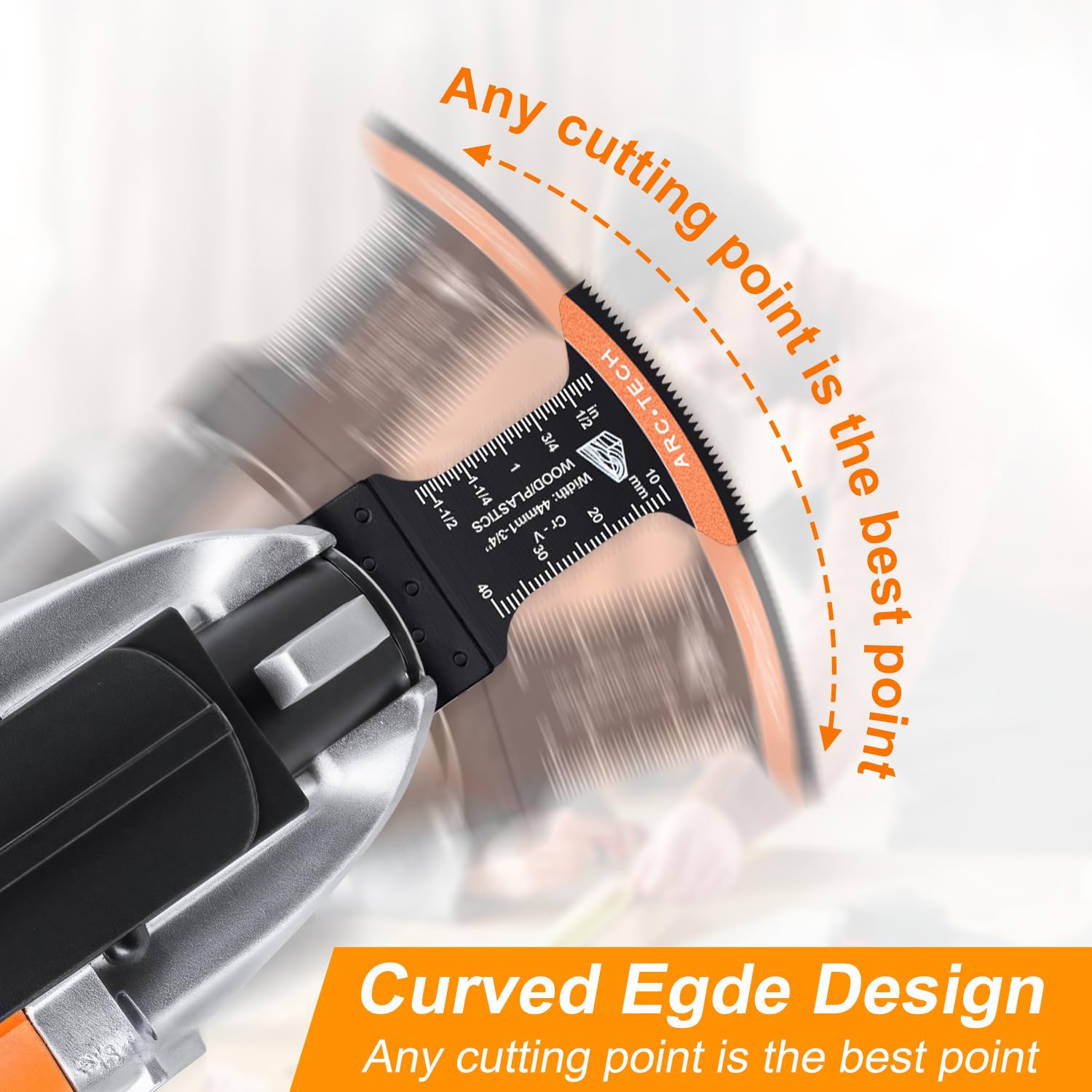 Pecham arc edge design blades reduce vibration for smoother cuts