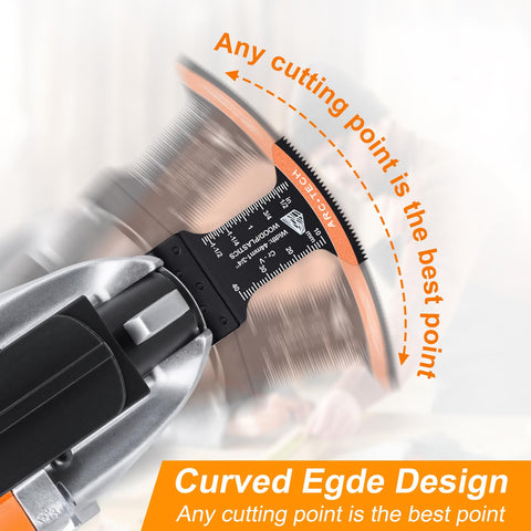 Pecham arc edge design blades reduce vibration for smoother cuts