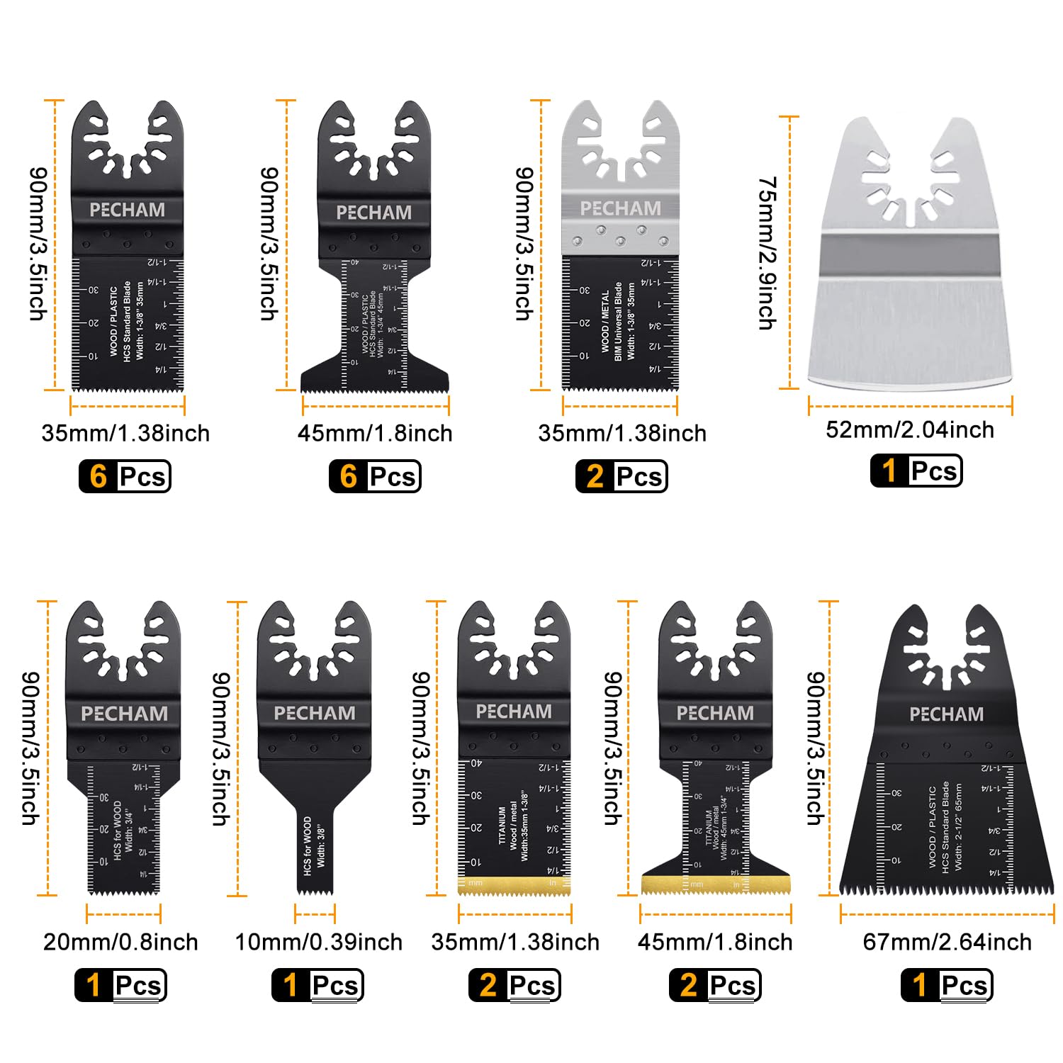 PECHAM electrophoretic black finish blades resist corrosion for daily use.