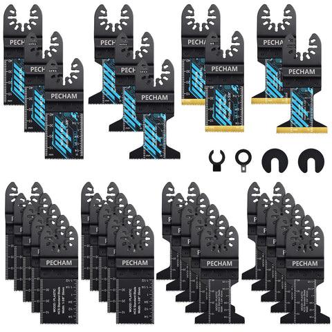 PECHAM oscillating blade set 34pcs for versatile wood, metal, and plastic cuts