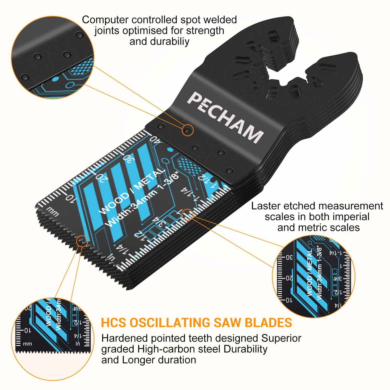 PECHAM standard-tooth blades enable clean, fast cuts in wood and plastics