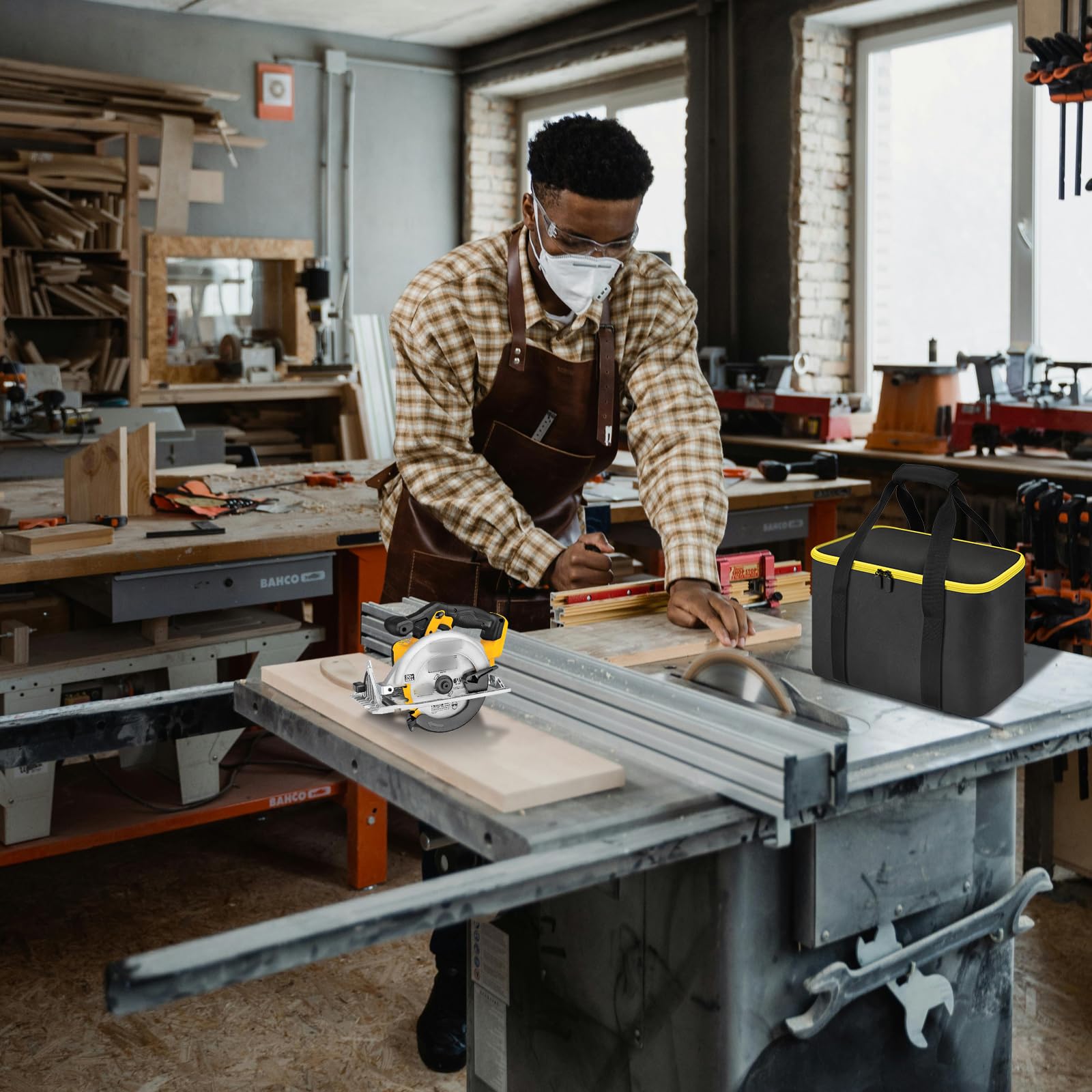 Designed to fit DEWALT and Makita circular saws for versatile compatibility.