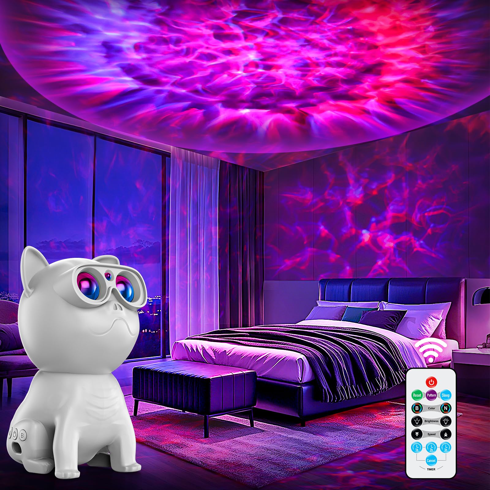 Pedica Galaxy Projector creates colorful bedroom ceiling stars for a soothing bedtime