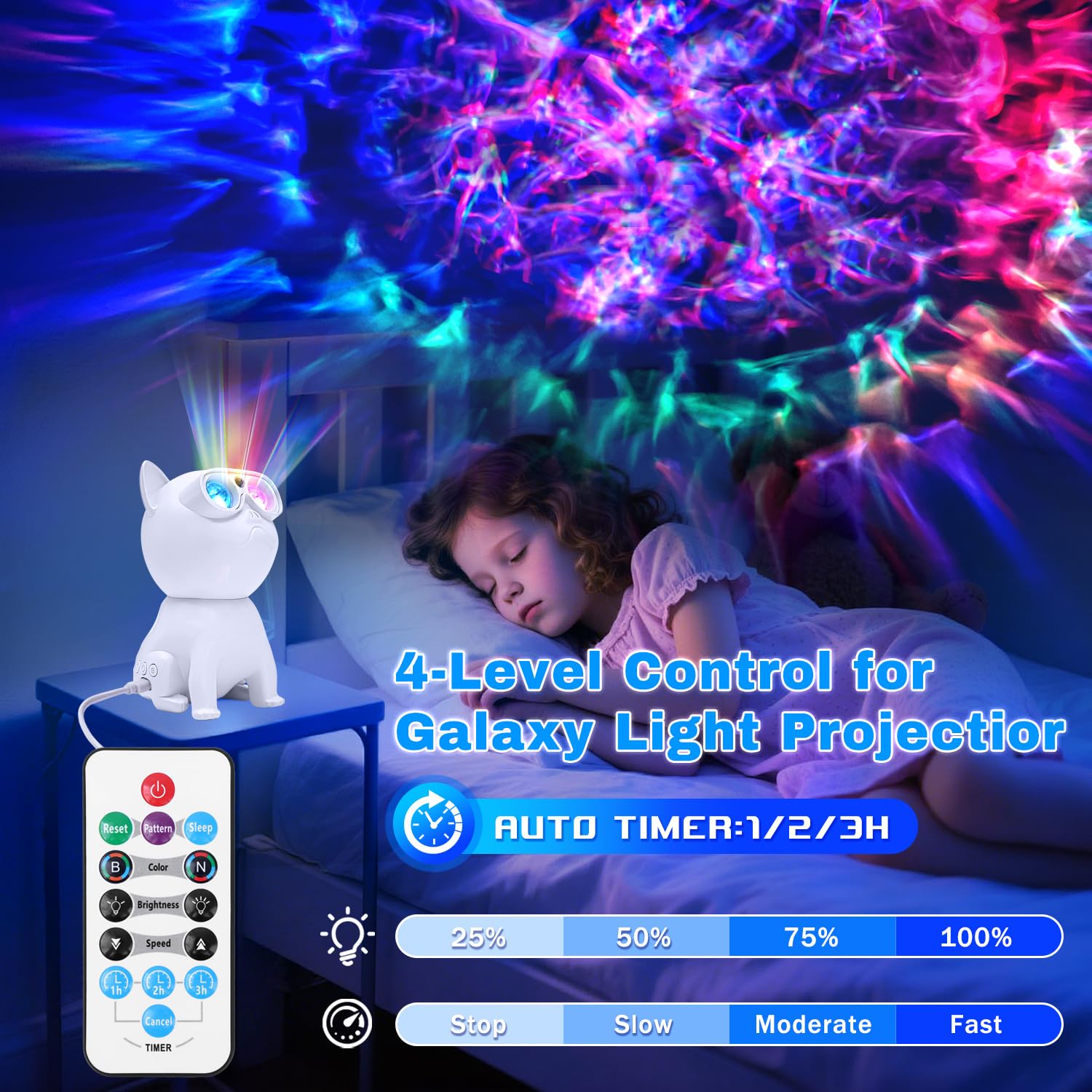 Pedica Galaxy Projector remote control and timer for easy use