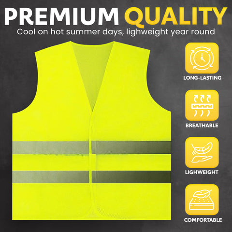 PeerBasics safety vest mesh fabric highlights lightweight breathability.