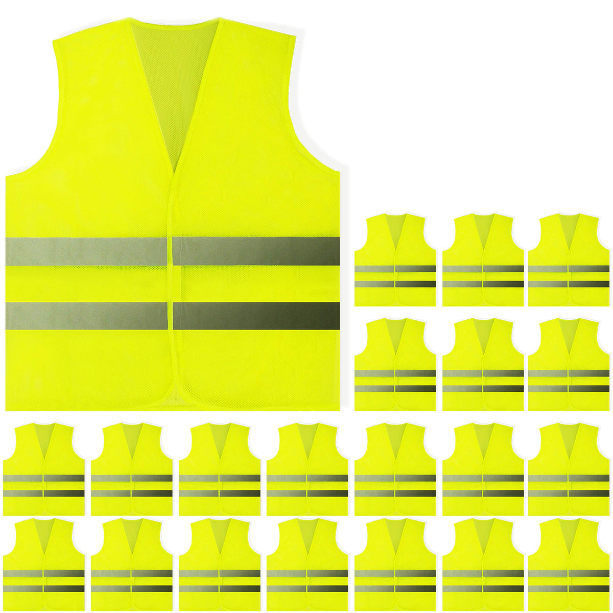PeerBasics yellow vest front view enhances daytime visibility for outdoor work
