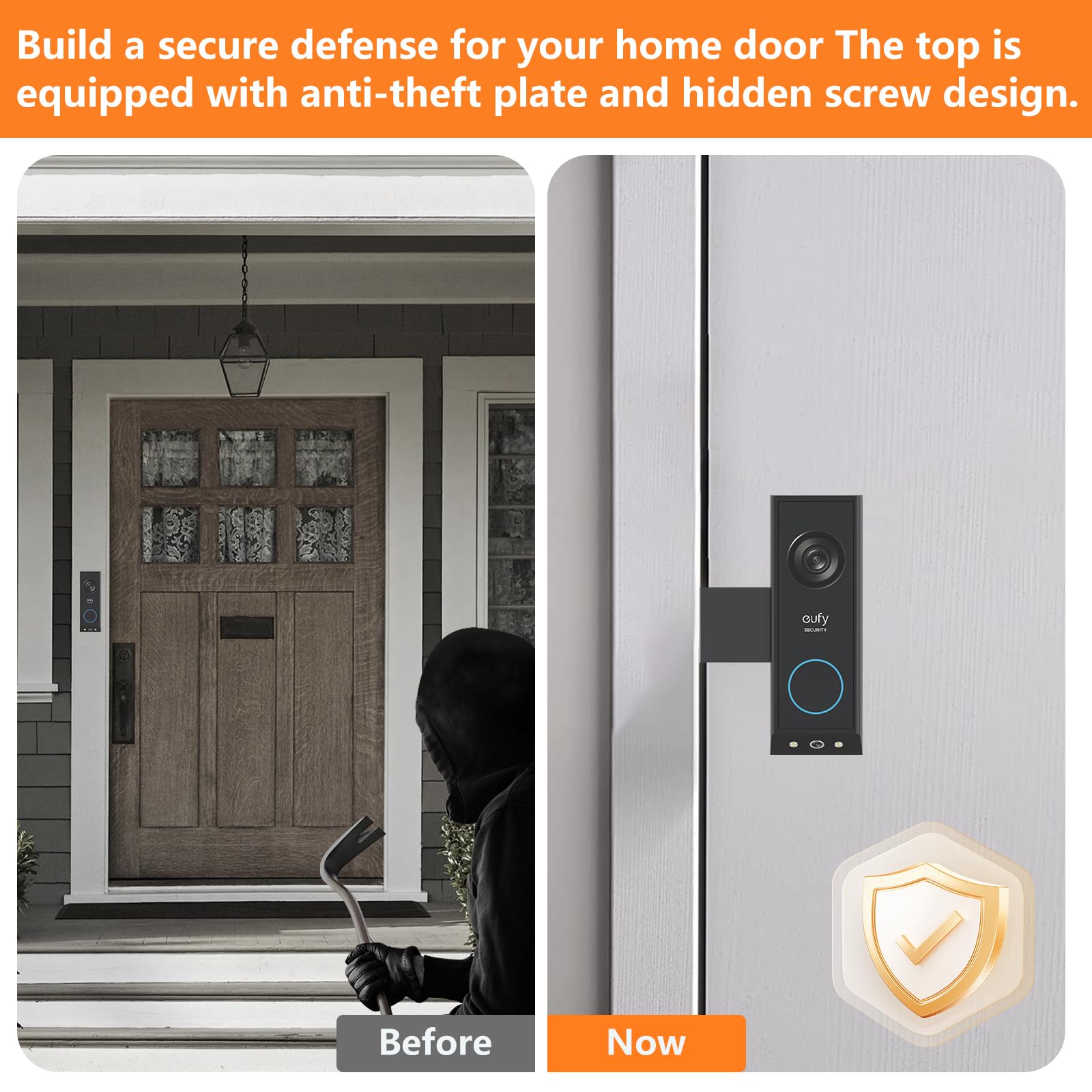 PEF E340 anti-theft plate locks onto frame when door closes.