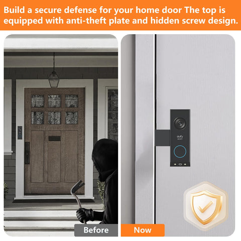 PEF E340 anti-theft plate locks onto frame when door closes.
