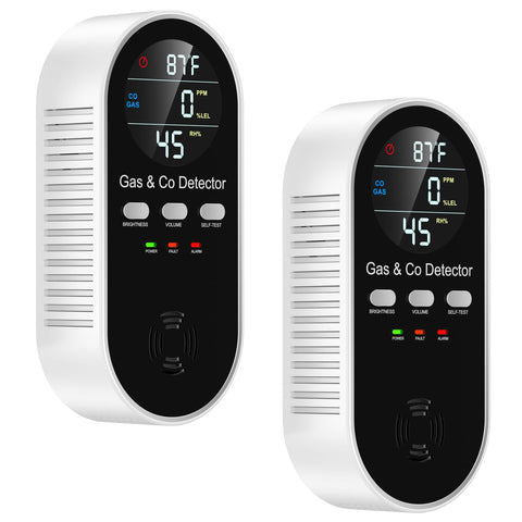 PEGEMU 5-in-1 CO detector front view with clear LED display for quick safety checks.