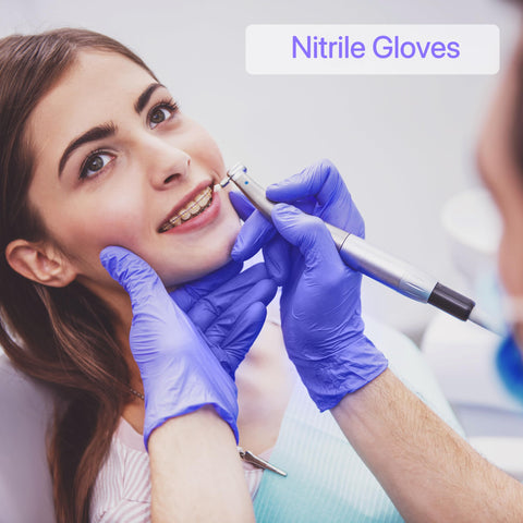 PEIPU Nitrile Gloves packaging box highlights convenient 1000-count supply.