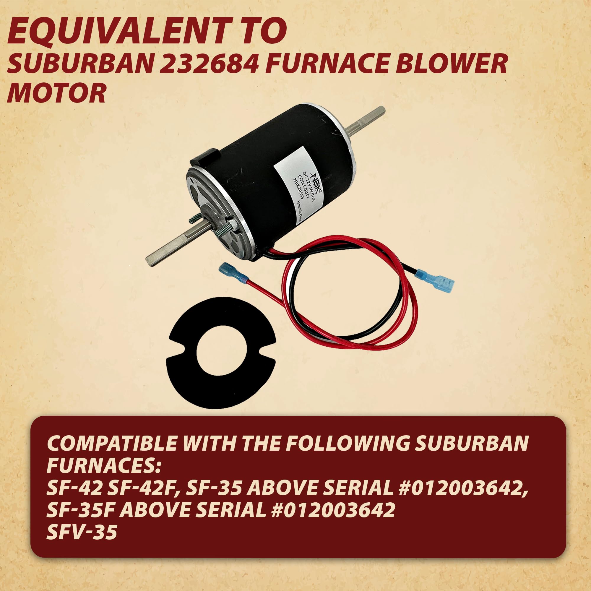 Pellethead Suburban 232684 DC motor compatibility highlight with SF-35 and SF-42 models