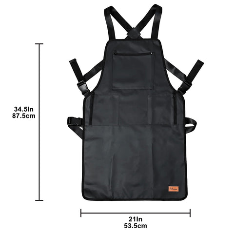 Pelocapa barber apron adjustable straps with quick-release buckles for easy fitting.