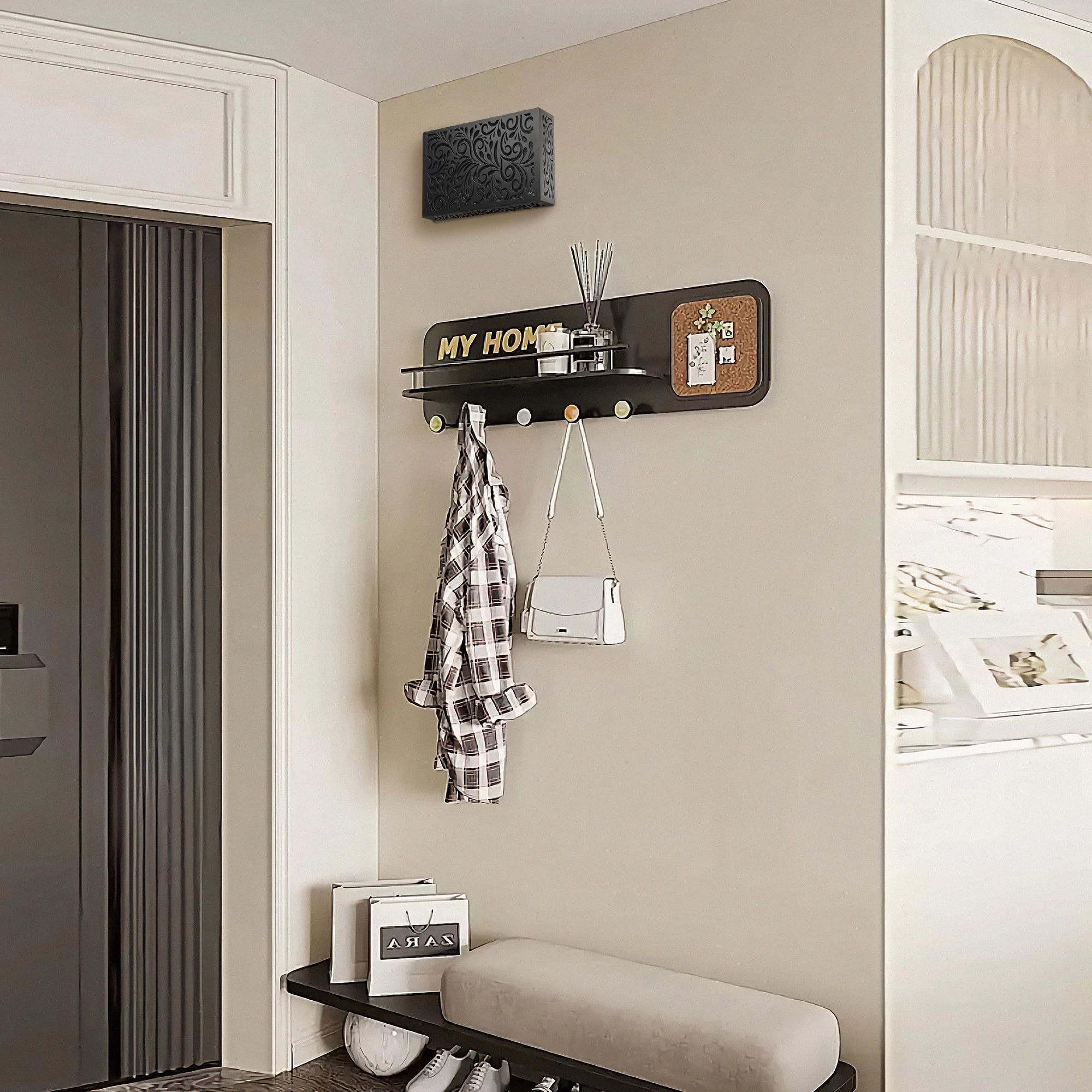 PELSSEL black doorbell cover box side view demonstrates universal compatibility.