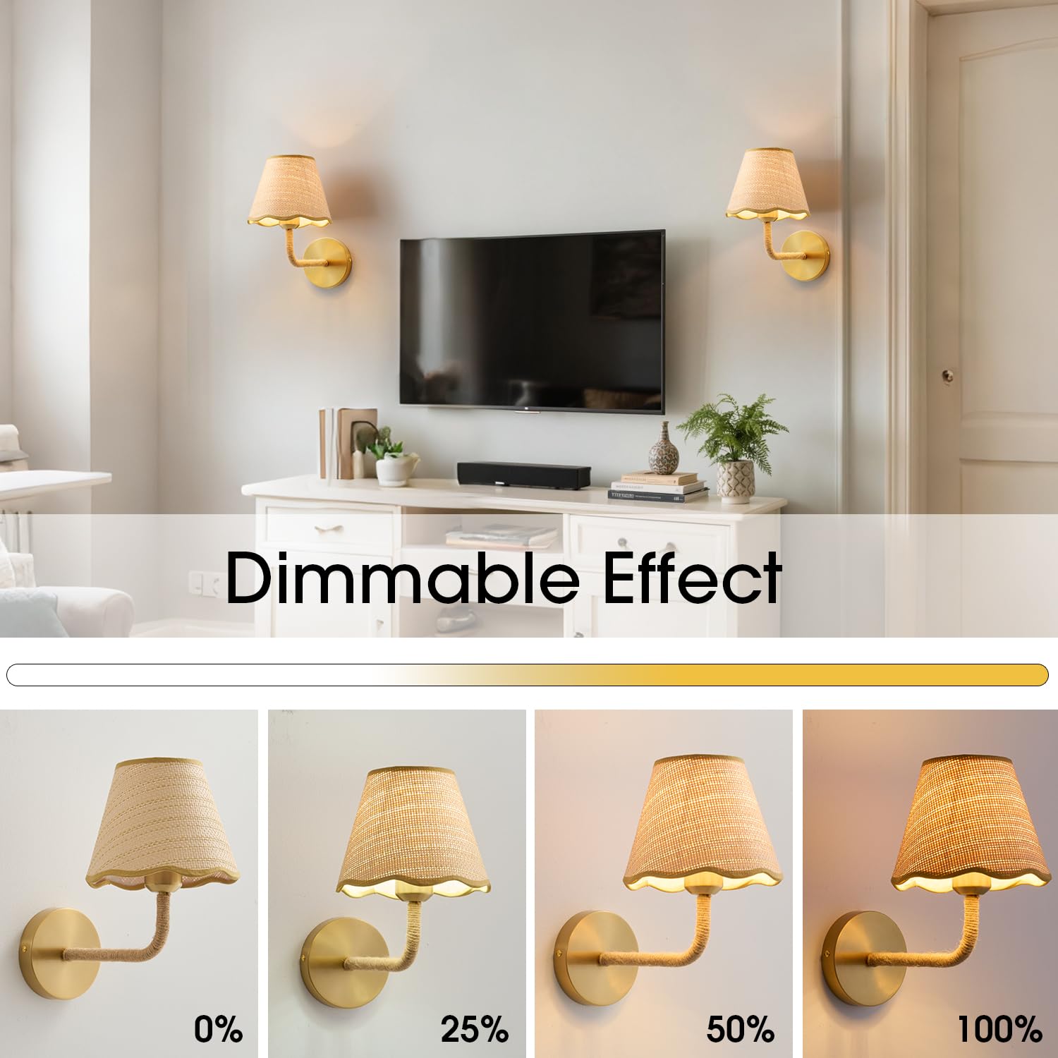 PENACINY handwoven rattan sconce delivers diffused light through natural weave.