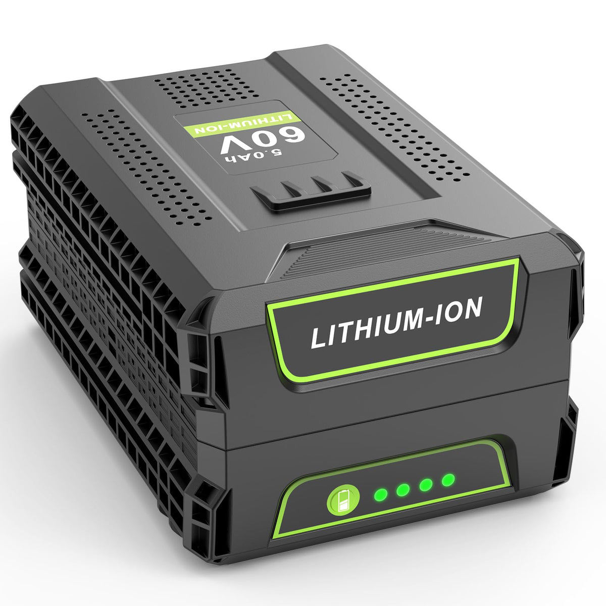 PENGJBATTER 60V 5000mAh battery front view for extended Greenworks runtime.
