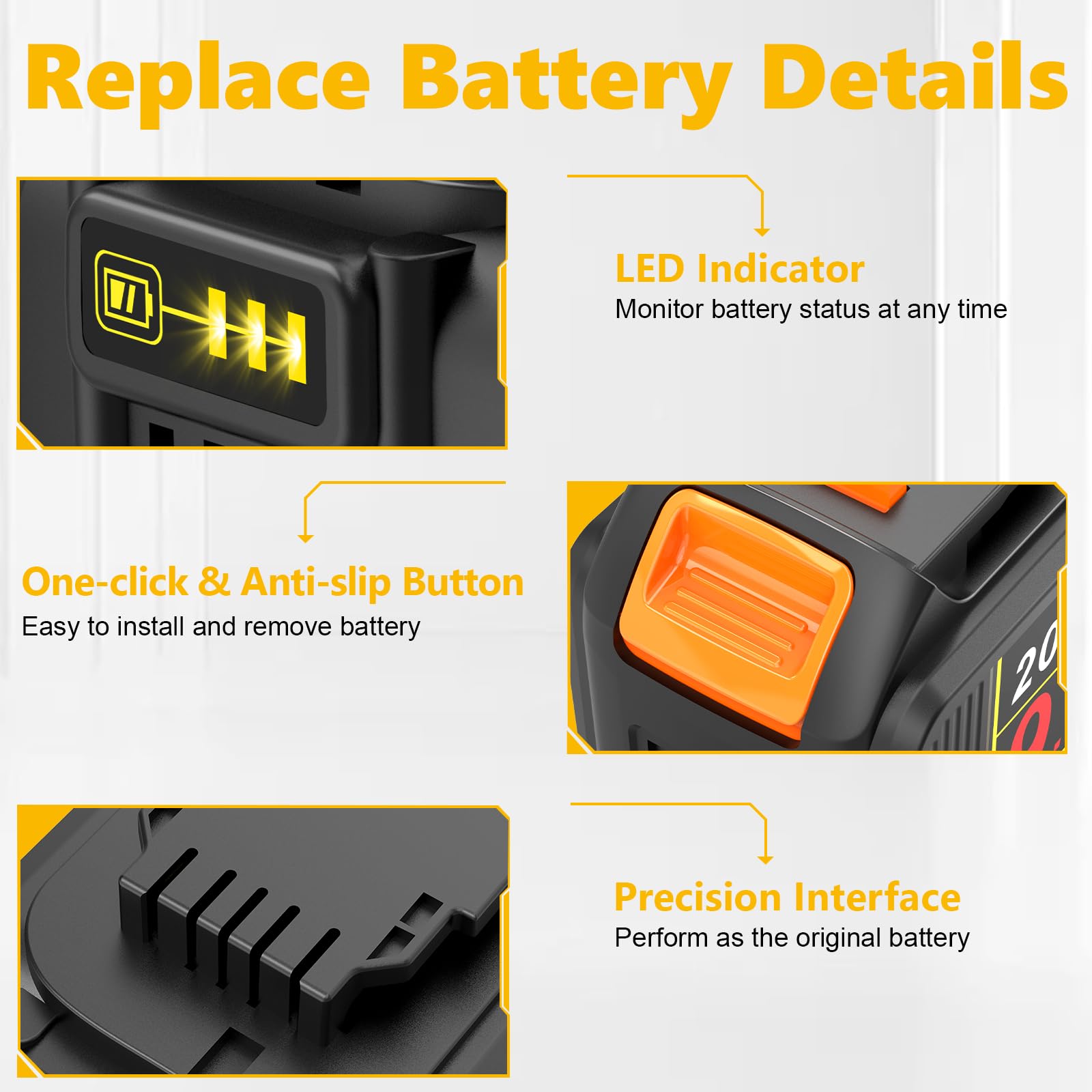Pengjbatter compact high-capacity battery designed for longer work sessions.