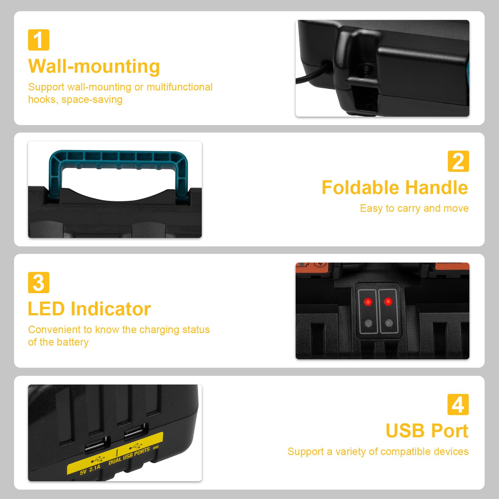 PENGJBATTER DCB104 top-handle design enhances portability.
