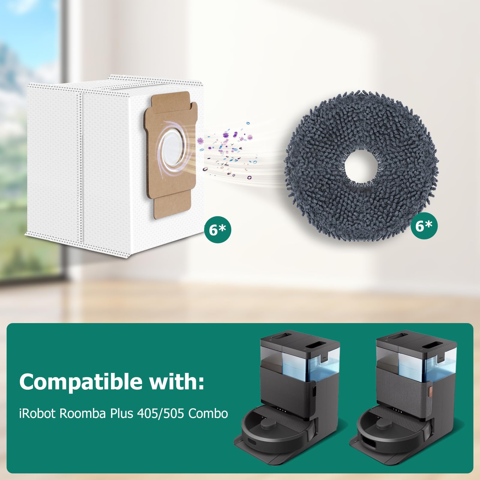 Penkineer Roomba Plus mop pads for capturing fine dust on hard floors