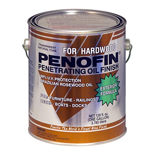 Penofin natural exotic hardwood finish bottle provides UV protection and deep wood nourishment.