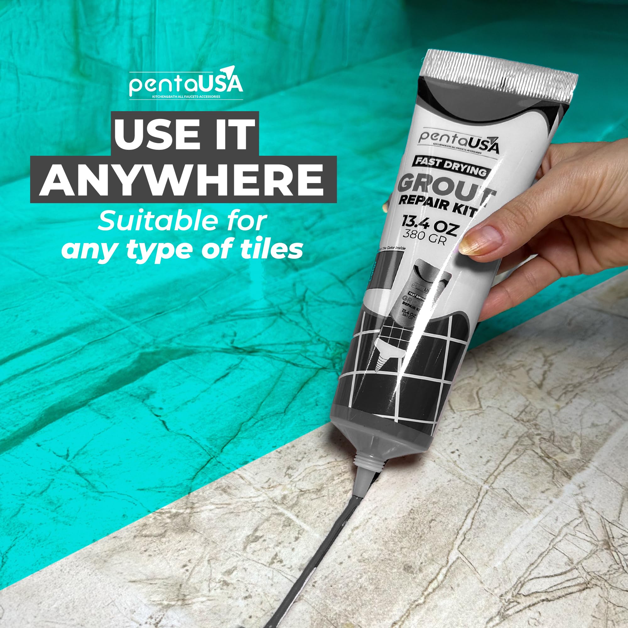 PentaUSA waterproof grout finish helps showers resist staining.
