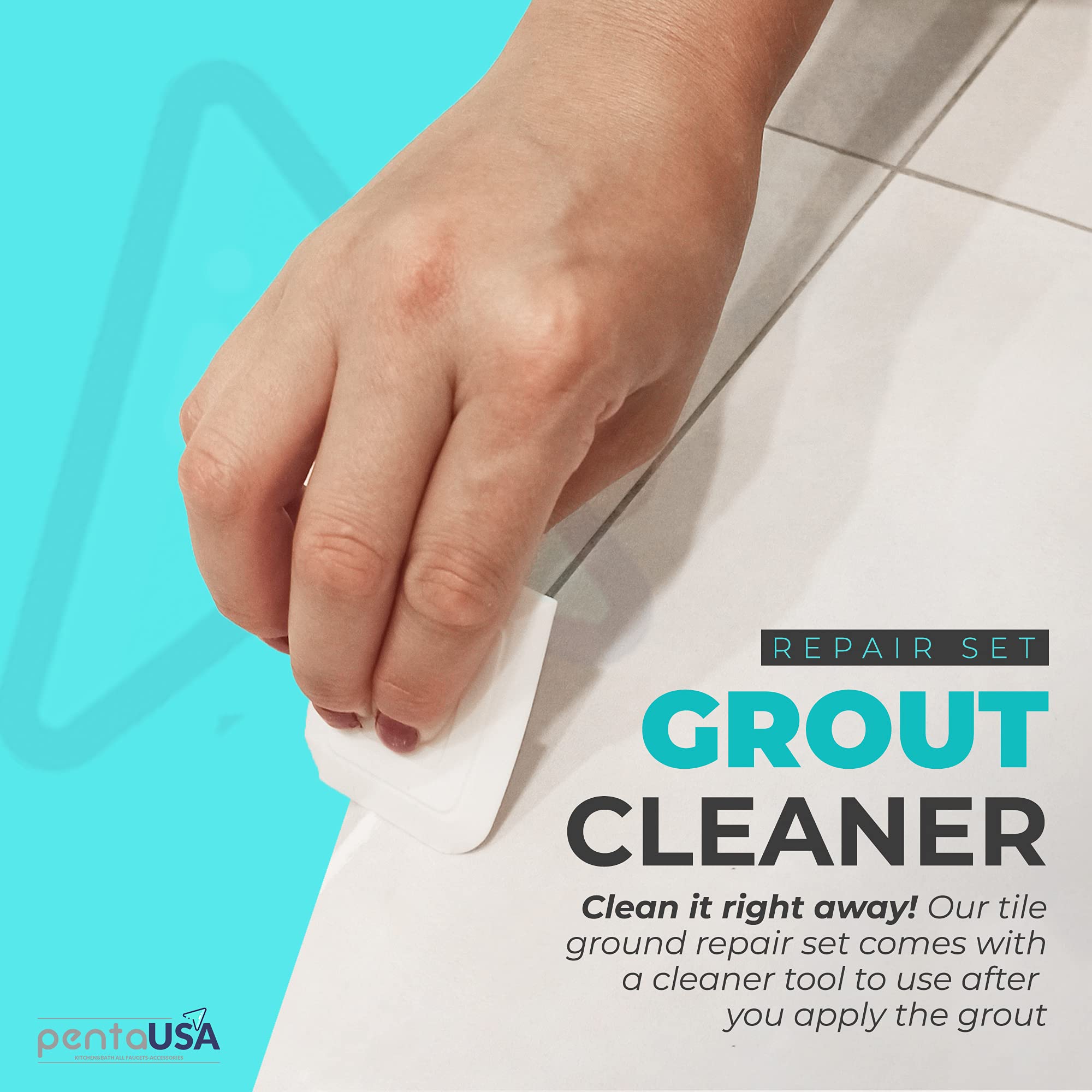 PentaUSA fast-drying grout filler enables rapid tile renewal.