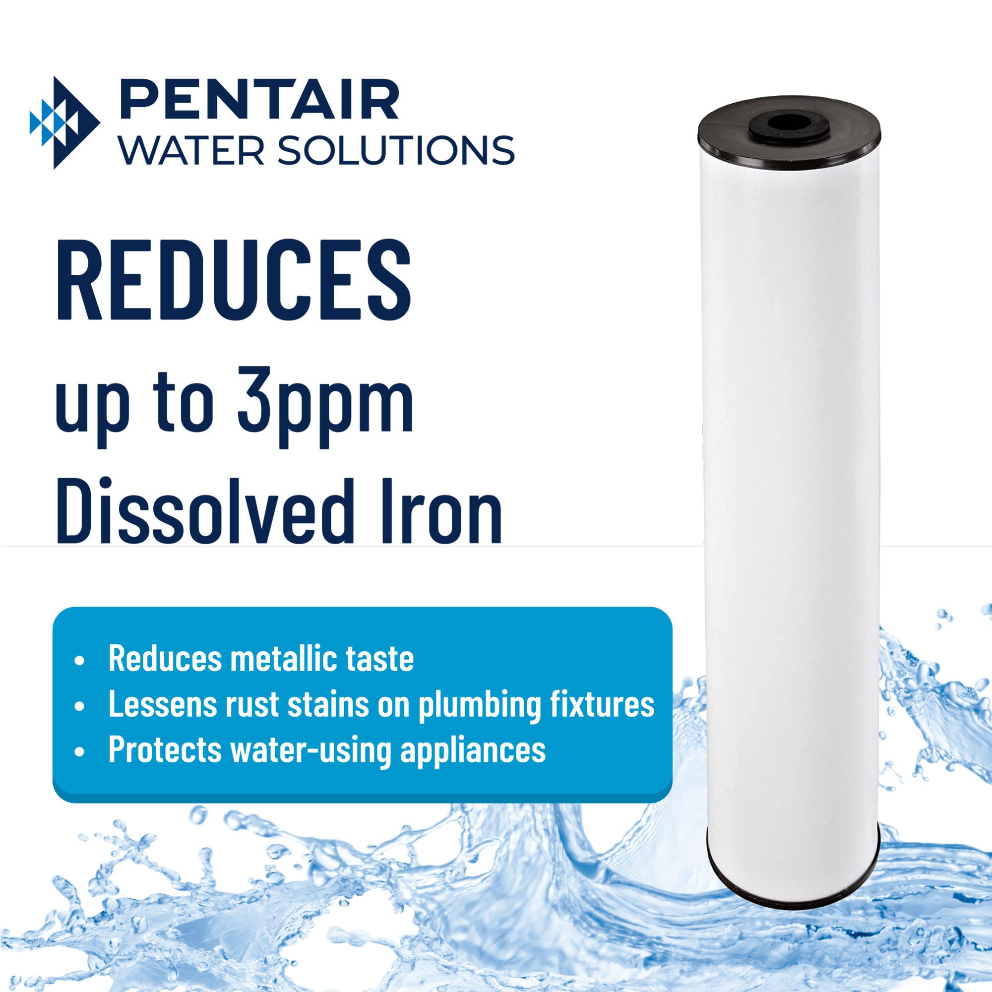 Pentek Big Blue whole-house filter installed on main water line for cleaner taps.