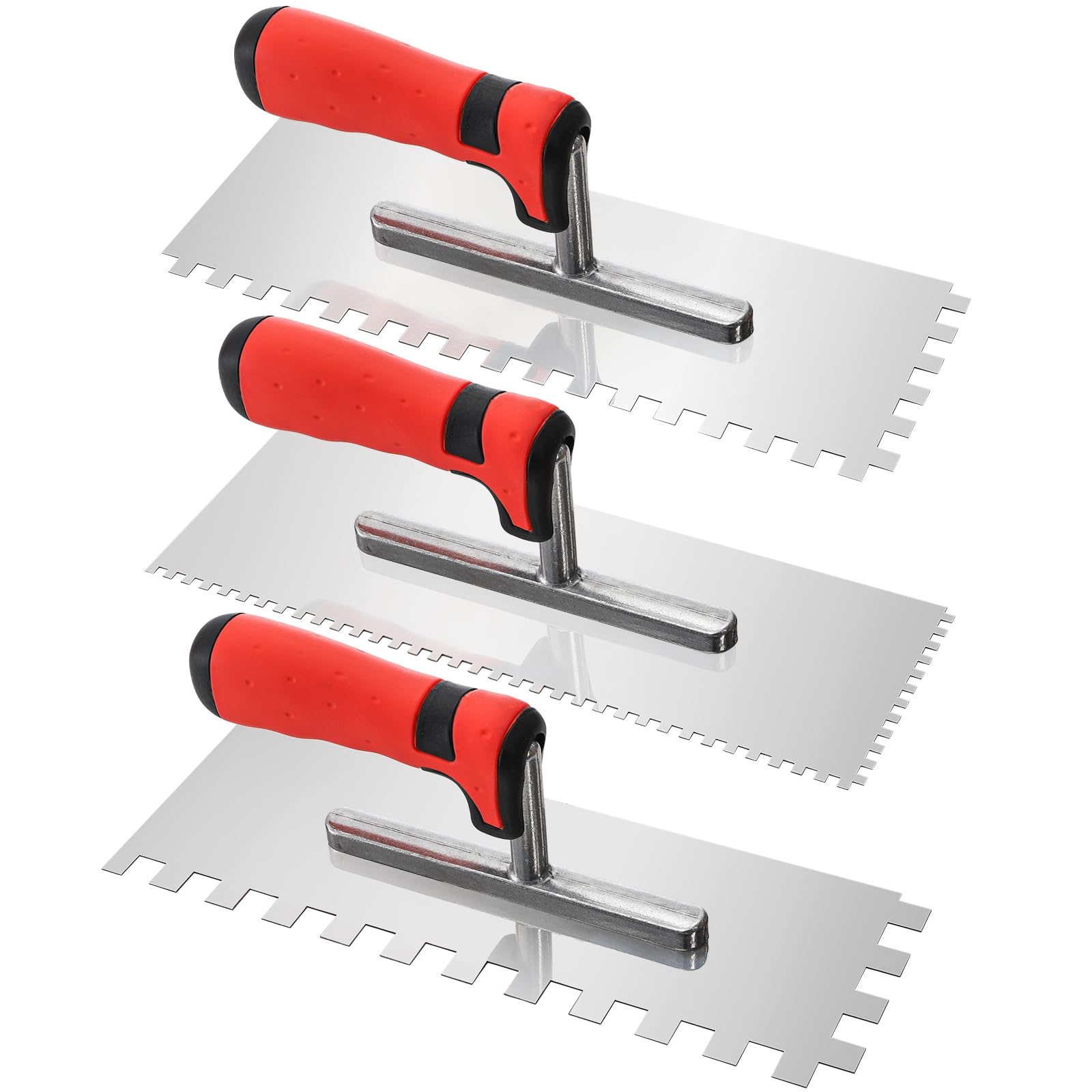 Peohud 3Pcs concrete trowel set with three notch sizes for versatile tile mortar work