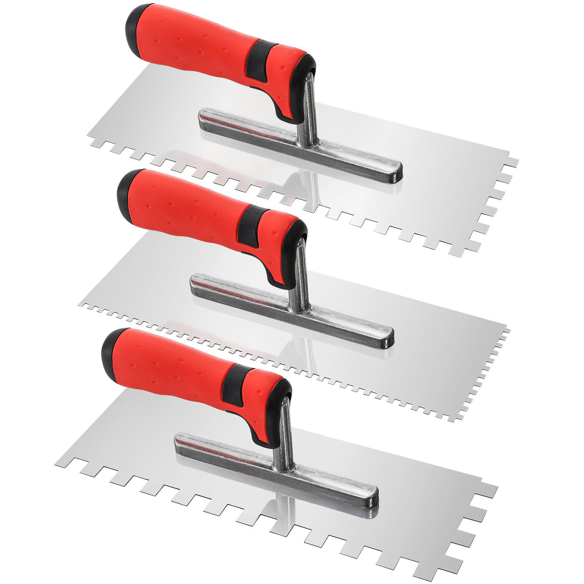 Peohud 3Pcs concrete trowel set with three notch sizes for versatile tile mortar work