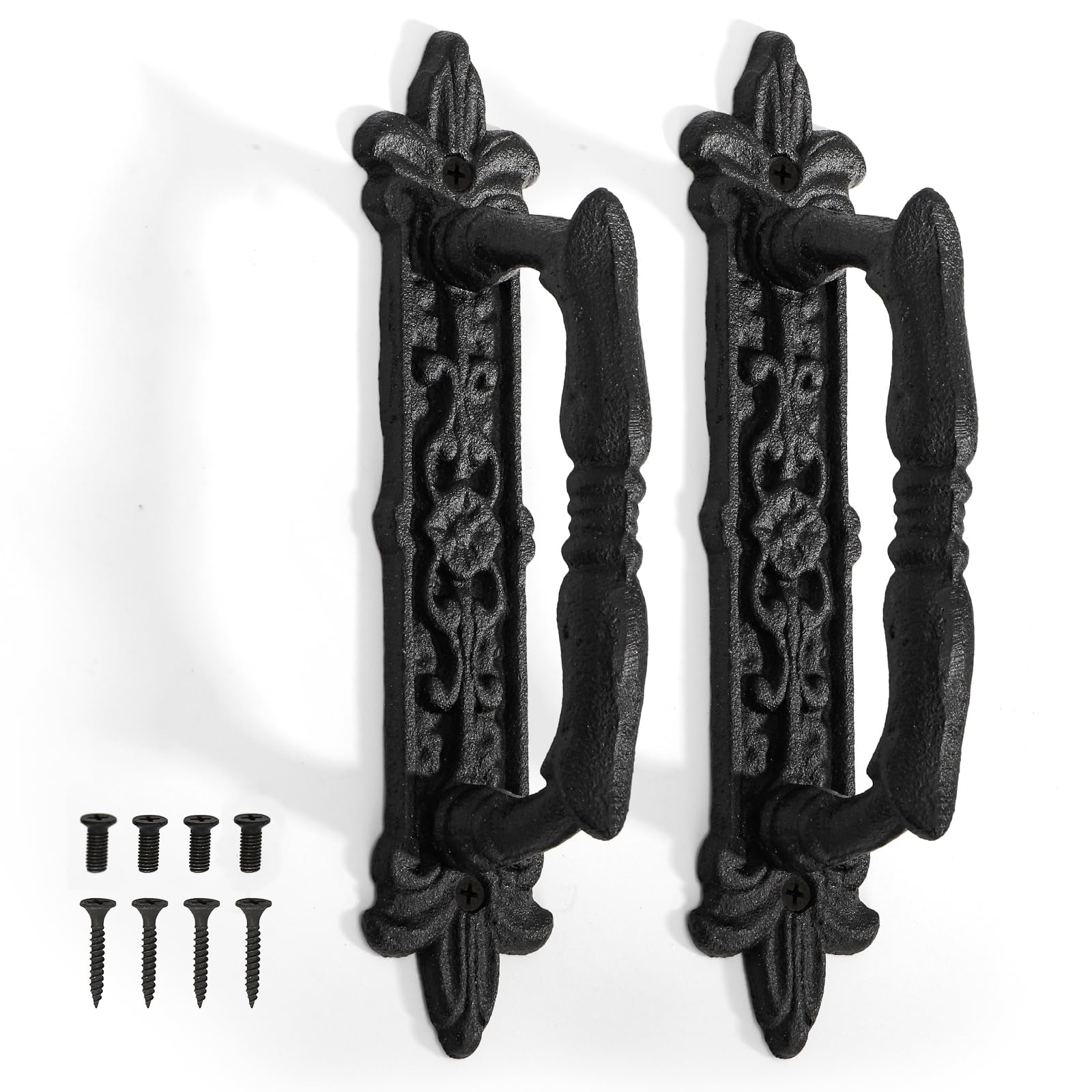 Peohud 9-inch barn door handle in antique black finish for sturdy door access