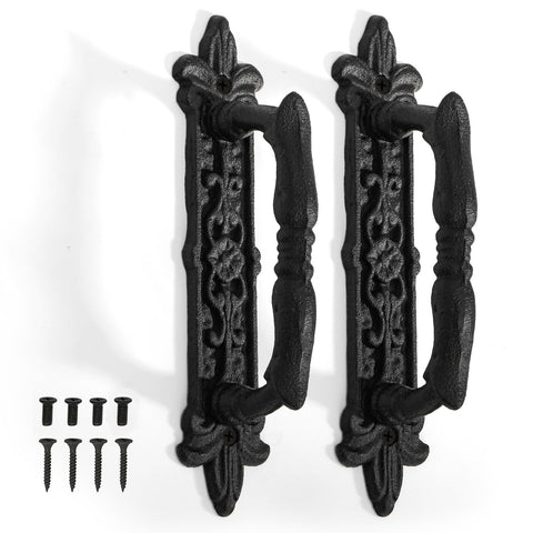 Peohud 9-inch barn door handle in antique black finish for sturdy door access