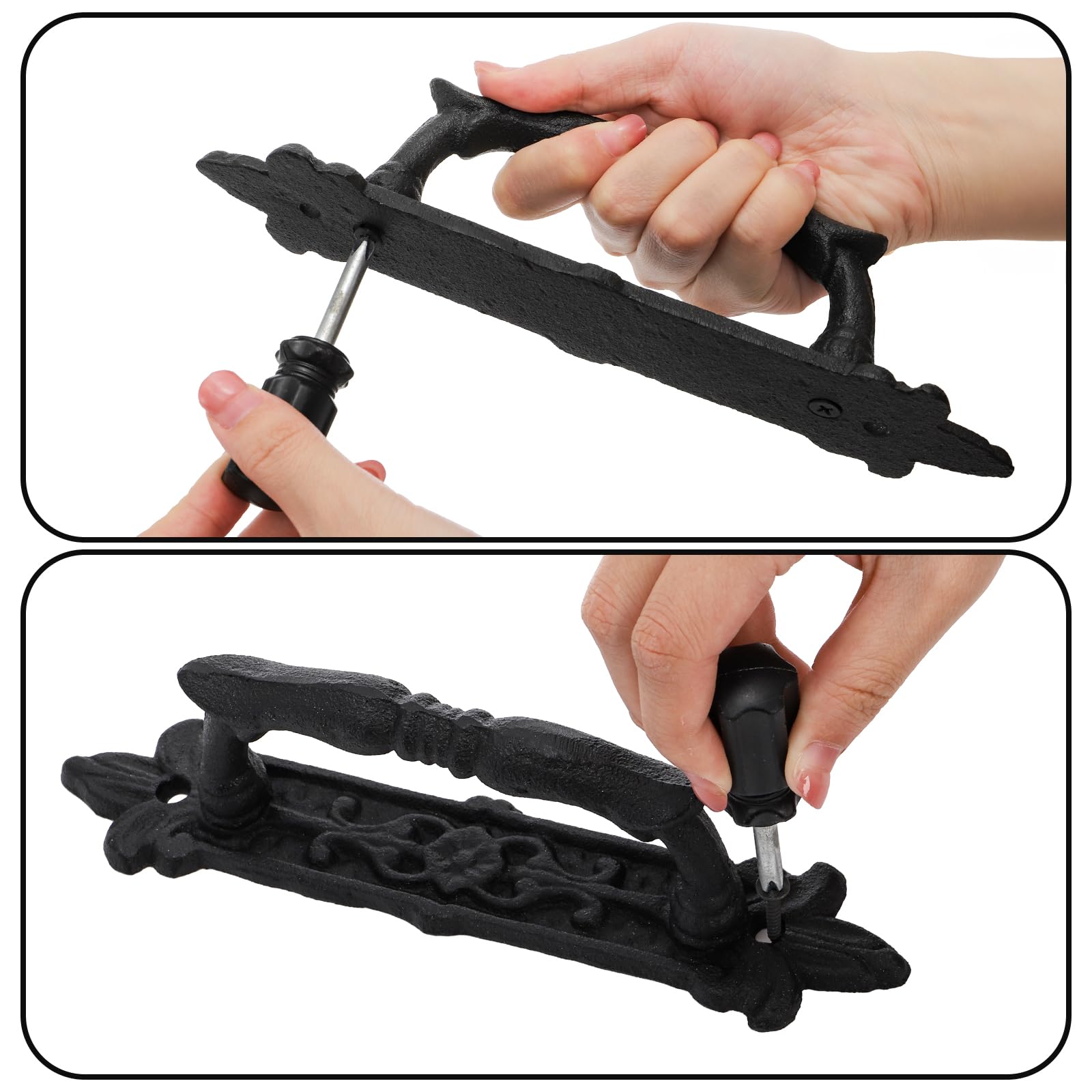 Peohud carved metal handle with smooth edges for comfortable grip