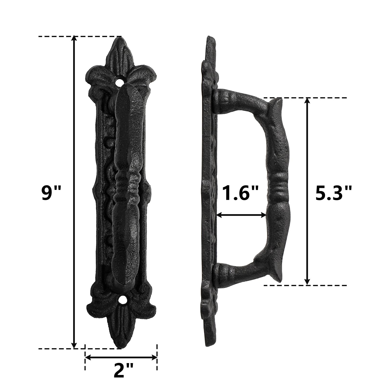 Peohud heavy duty cast iron pull with rugged texture for barn doors