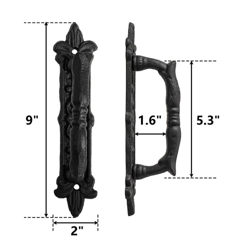 Peohud heavy duty cast iron pull with rugged texture for barn doors