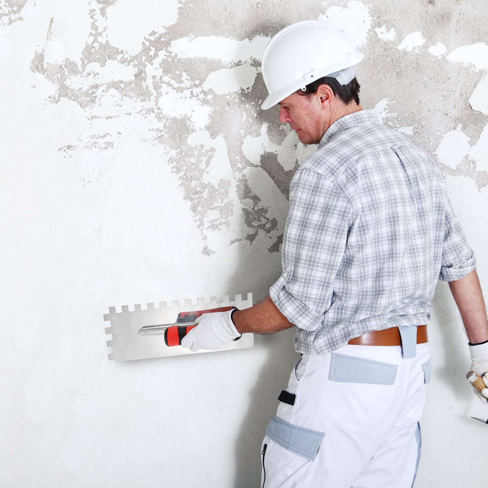 Peohud multi-material trowel applications ideal for tile, cement, drywall, and plaster work