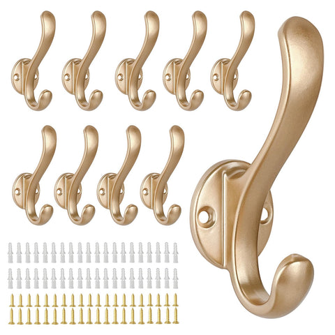 PEOIAOY coat hook gold 10-pack, sturdy for coats and bags
