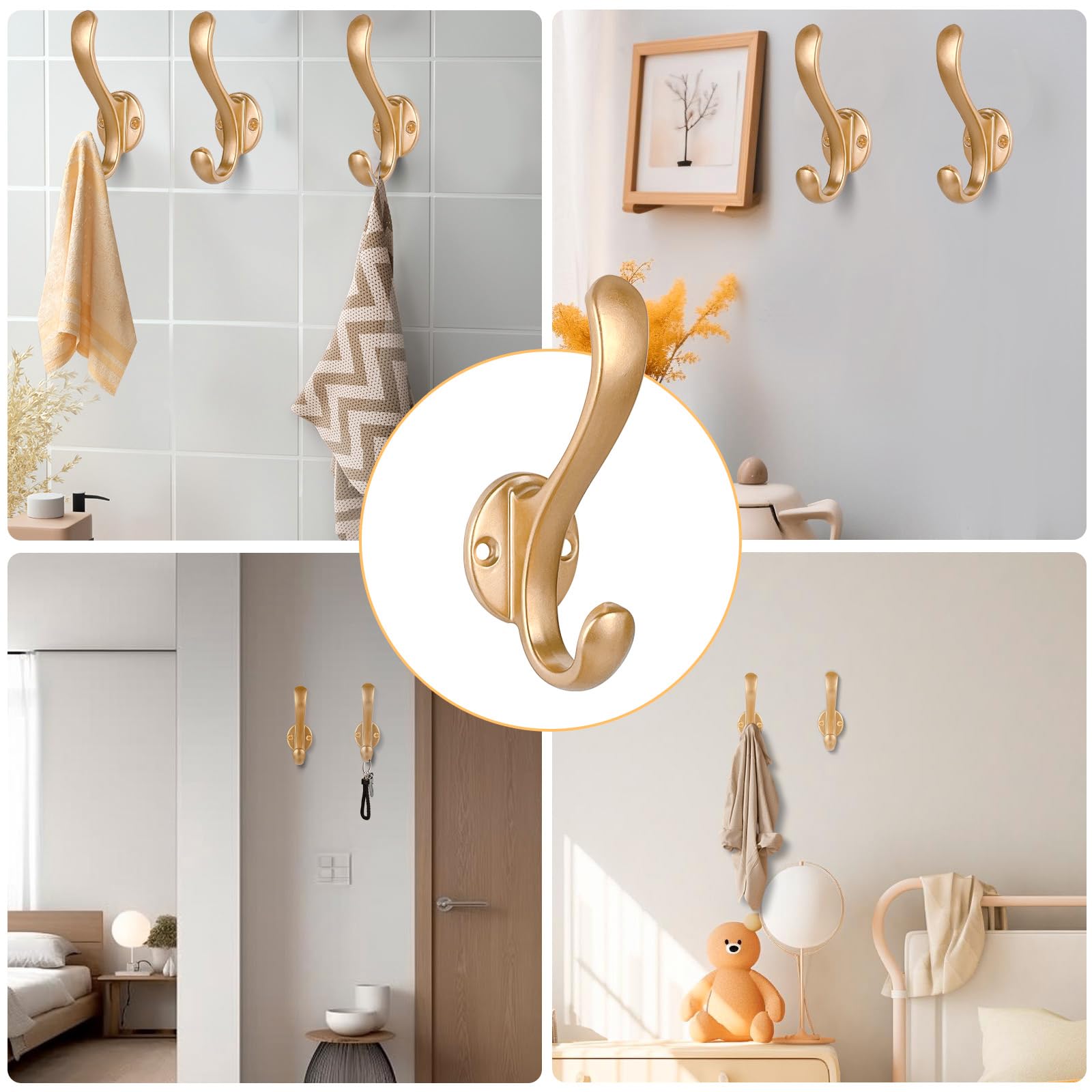 PEOIAOY gold finish hooks suit bedrooms and closets