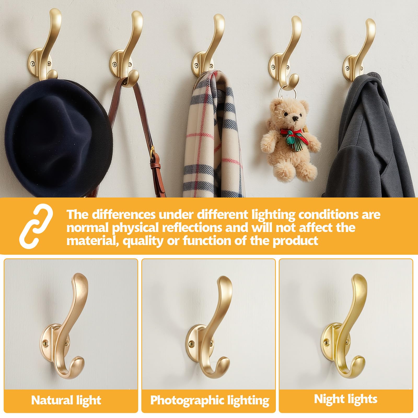 PEOIAOY wall-mounted gold hook for entryway organization