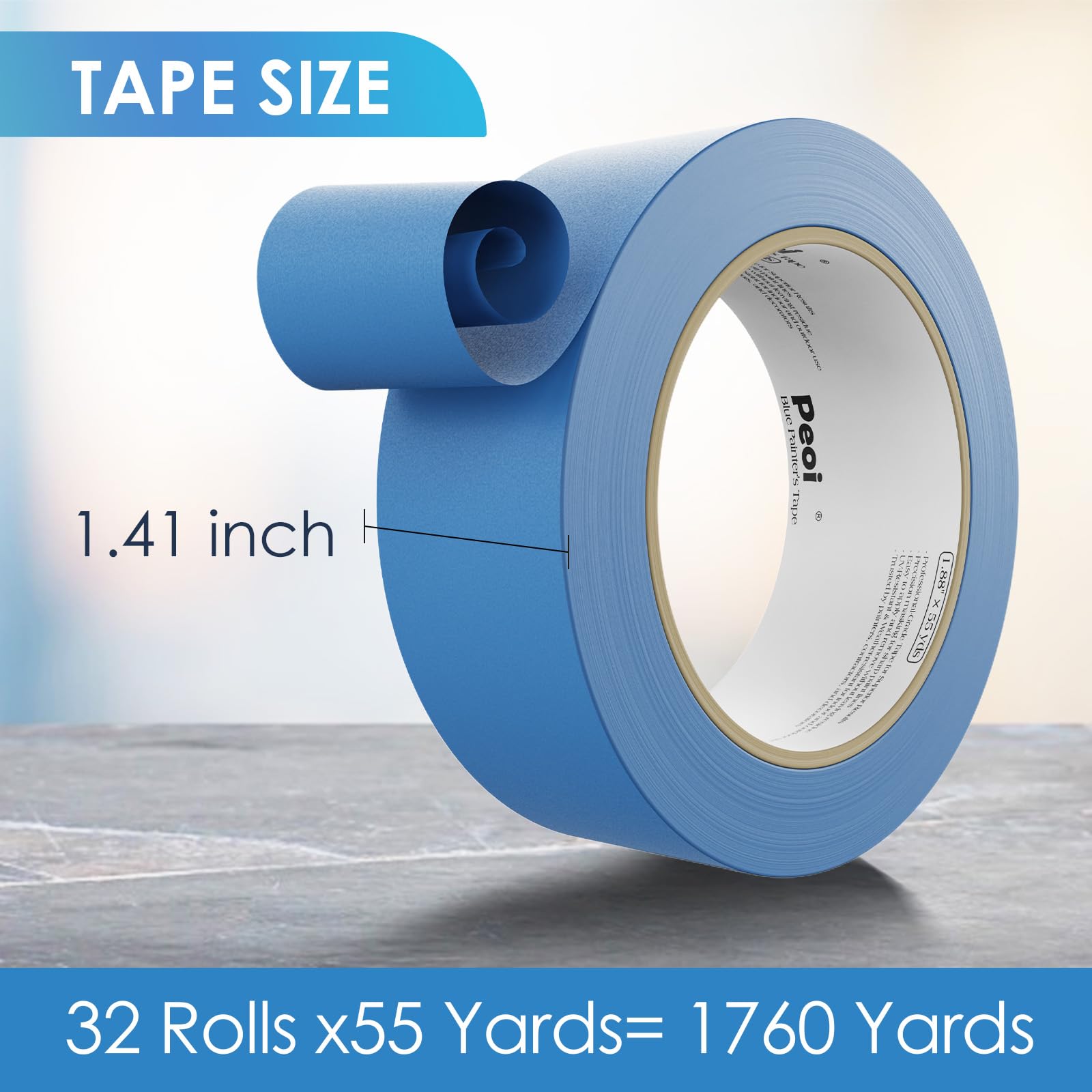 Peoin Blue Painters Tape bulk pack of 32 rolls for DIY projects.