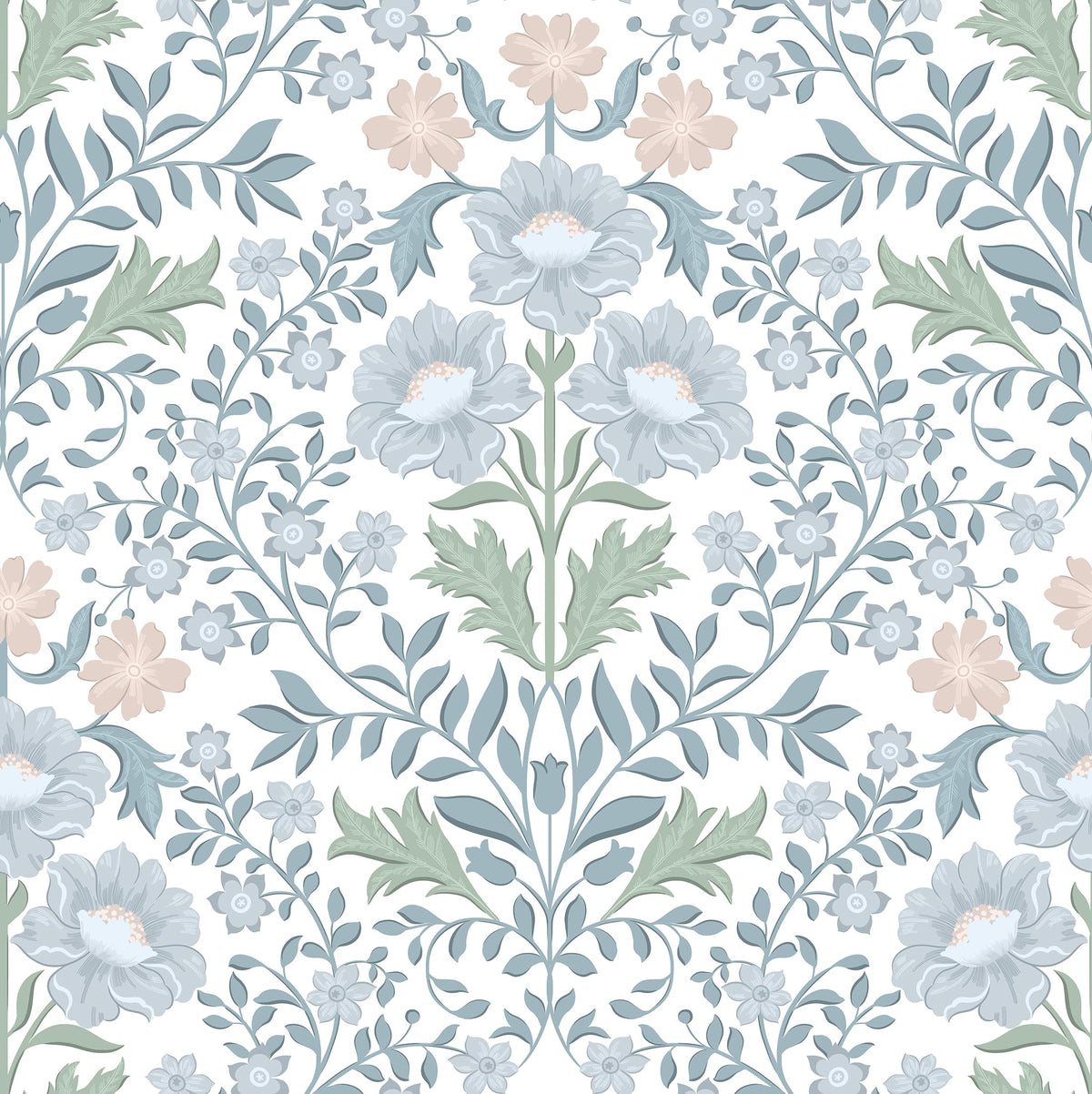 PeonyQueen wildflower wallpaper blue and white pattern for quick decor updates
