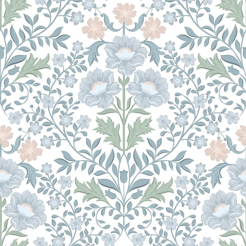 PeonyQueen wildflower wallpaper blue and white pattern for quick decor updates