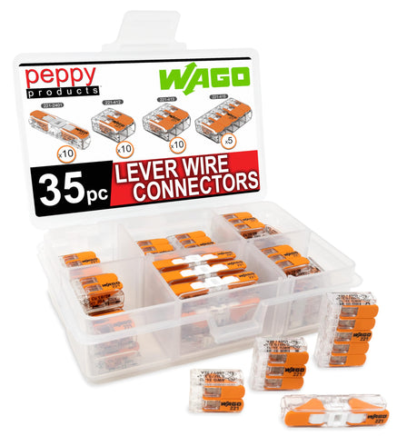 Peppy Products WAGO 221-2401 inline case in use for quick two-conductor splices