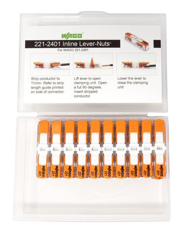 Peppy Products WAGO 221-2401 solid and stranded wire compatibility in use.