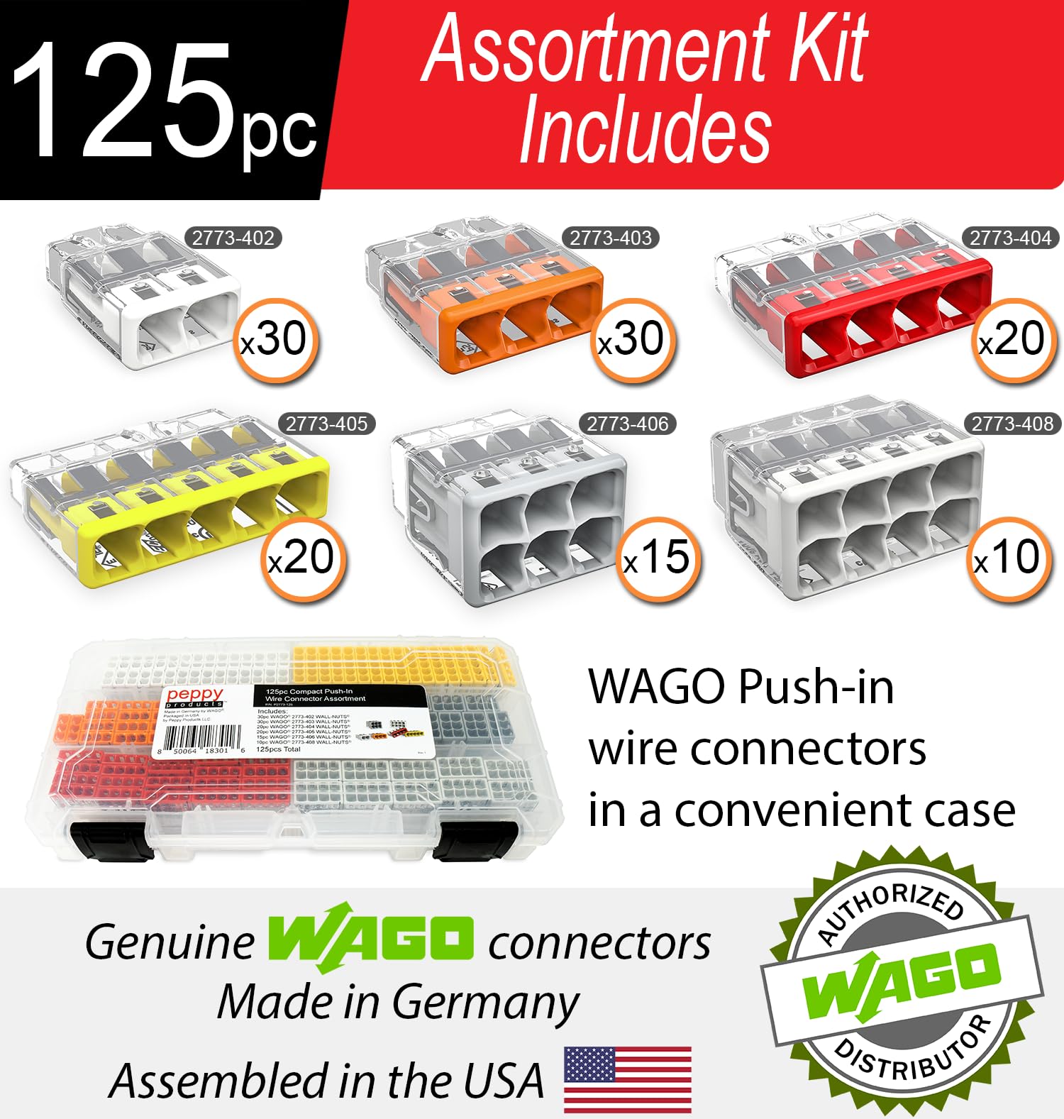 Peppy Products WAGO 2773 push-in connections speed terminations.